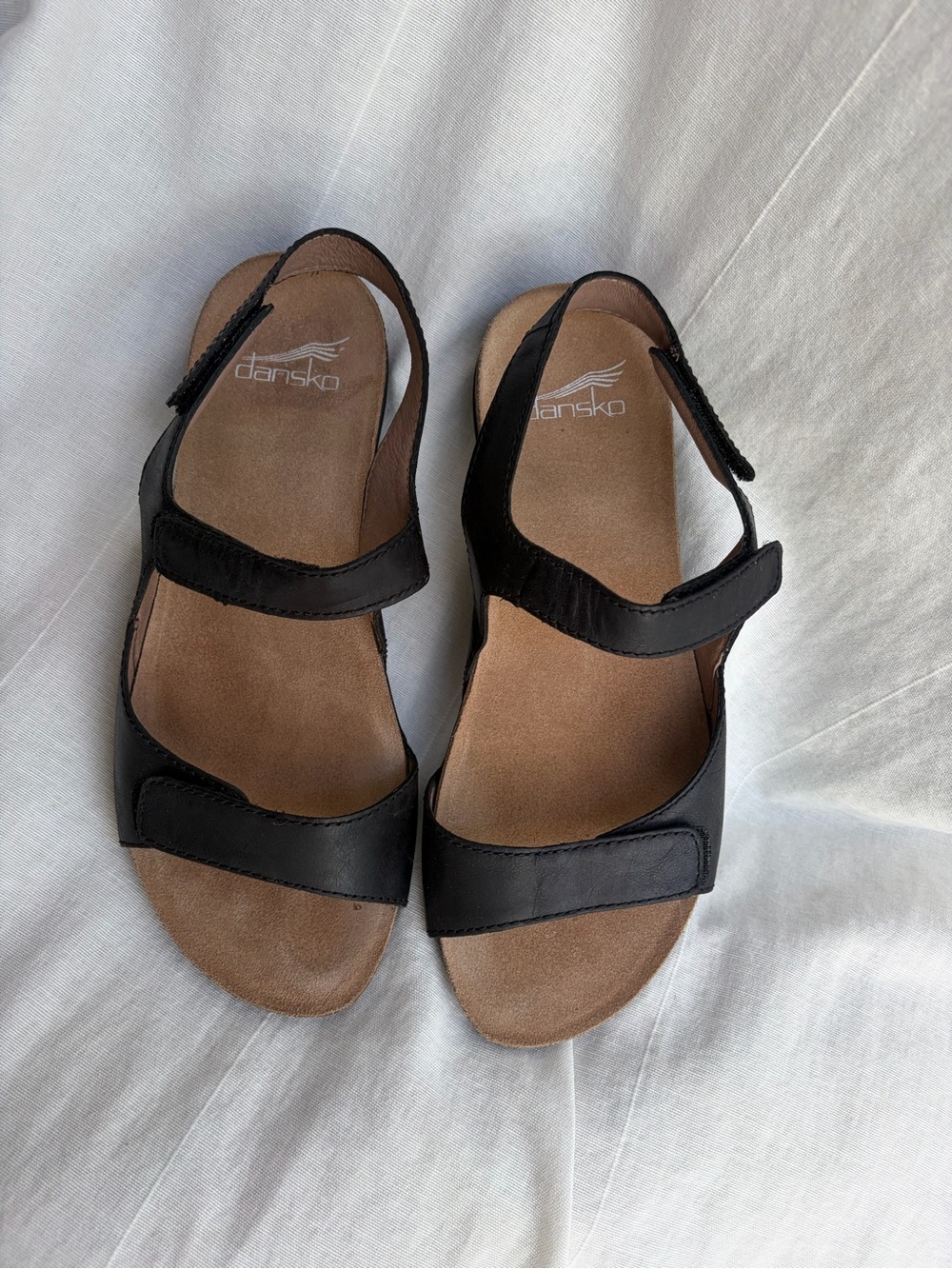 Dansko Women's Rhonda Black Leather Two-Strap Sandals